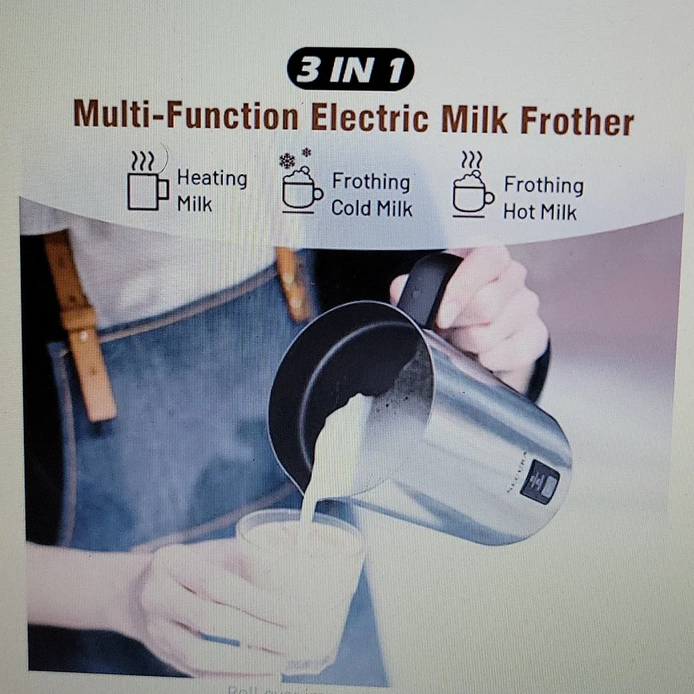 Secura Milk Frother electric steamer warmer stainless steel 8.4 oz foam NEW…